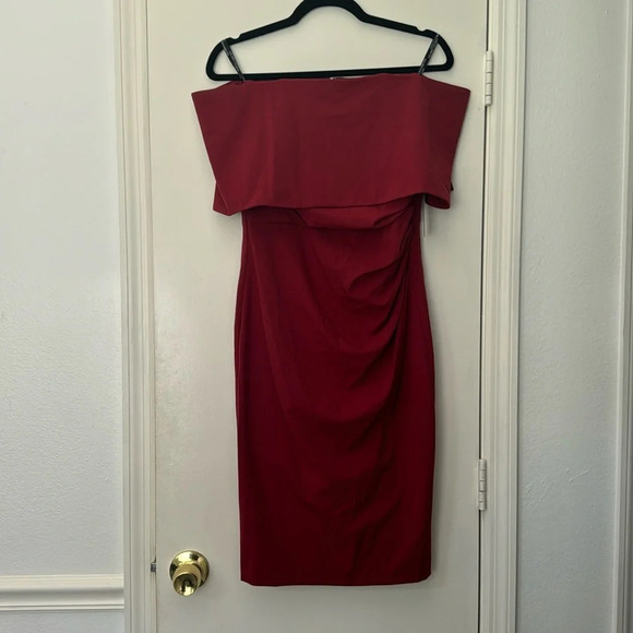 Dark Red Vince Camuto Off Shoulder Sheath Dress New with tags size 8 - Picture 1 of 9